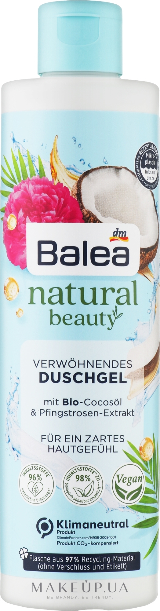 Гель для душа - Balea Natural Beauty Kokos & Pfingstrose  — фото 250ml
