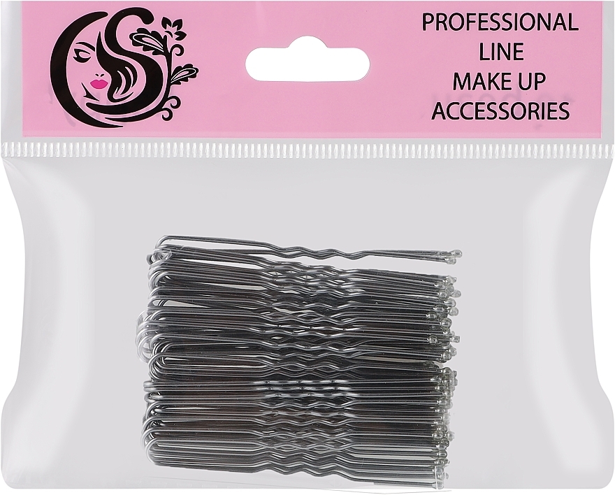 Шпильки для волосся хвилястої форми сталеві, 60 мм, срібло - Cosmo Shop — фото N1