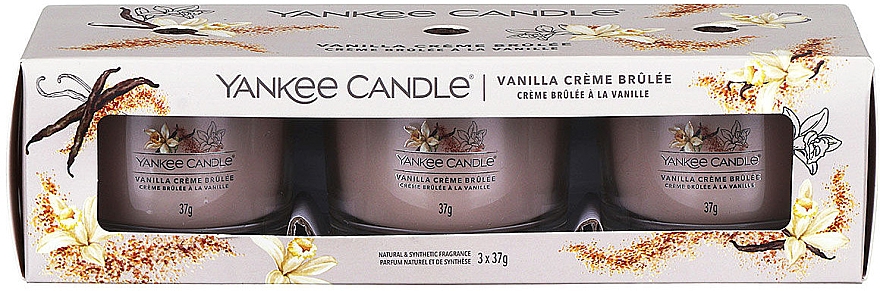 Набір ароматичних свічок "Ванільний крем-брюле" - Yankee Candle Vanilla Creme Brulee (candle/3x37g) — фото N1