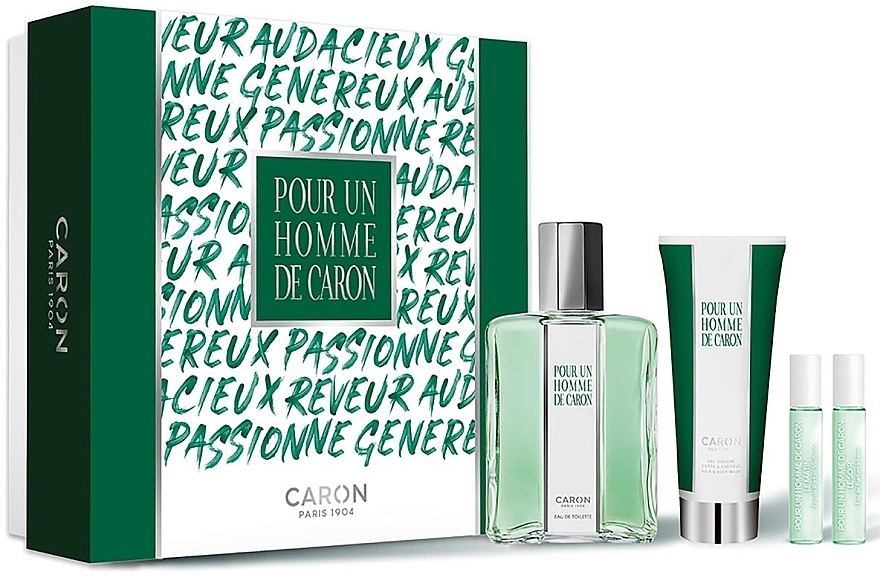 Caron Pour Un Homme de Caron - Набір (edt/125ml + edt/5ml + edp/5ml + sh/gel/75ml) — фото N1