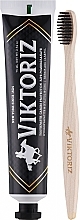 Набор "Бамбуковый уголь" - Viktoriz New York Gift Set (toothpaste/75ml + toothbrush/1pcs) — фото N2