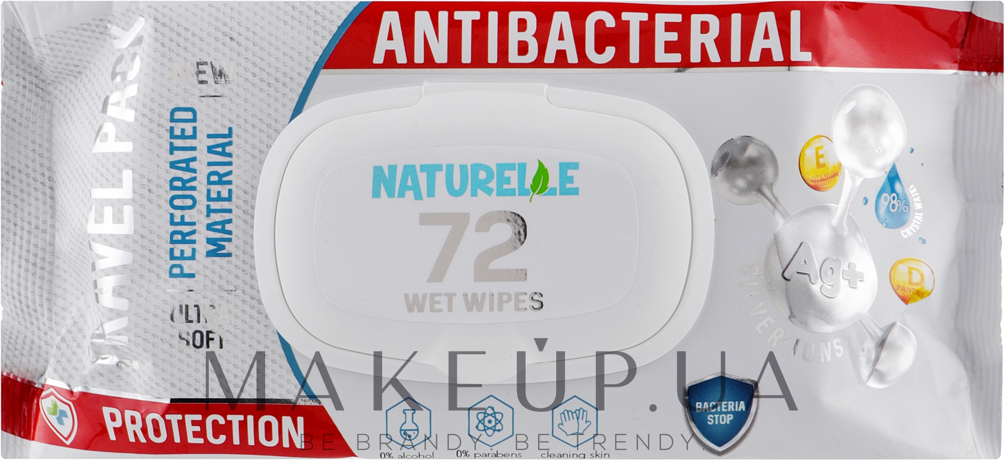 Серветки вологі "Антибактеріальні", 72 шт. - Naturelle Antibacterial Wet Wipes Travel Pack — фото 72шт