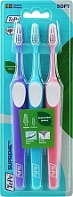Набір зубних щіток, фіолетова + блакитна + рожева - Tepe Supreme Soft — фото N1