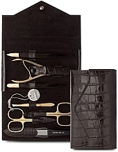 Nippes Solingen Manicure Set Croco 1097 - Манікюрний набір 7 предметів, коричневий — фото N1