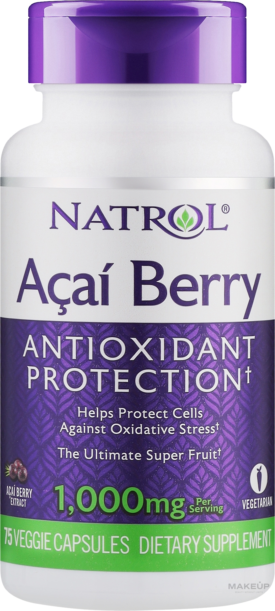 Ягоди асаї, 1000 мг - Natrol Acai Berry — фото 75шт