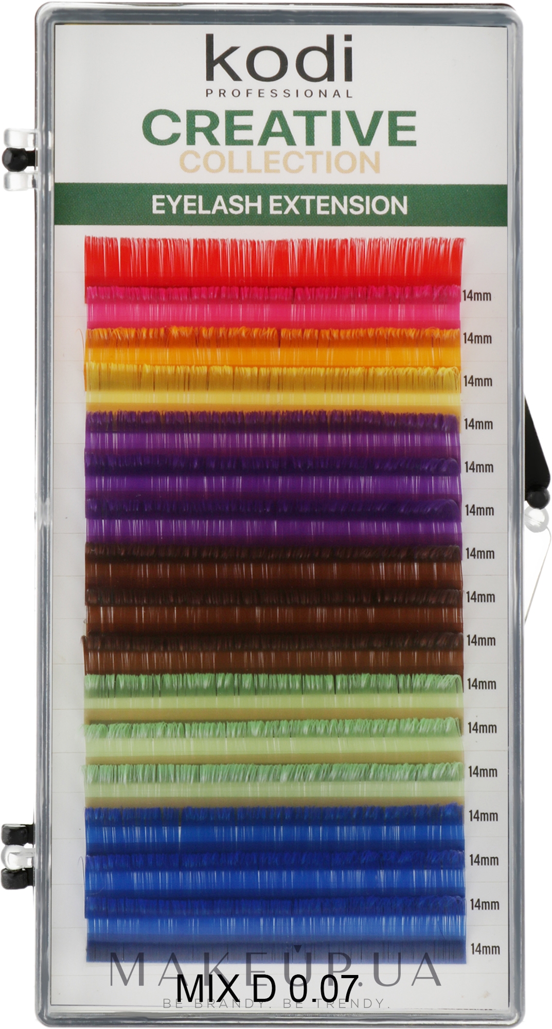 Накладные ресницы цветные Creative Collection D 0.07 (16 рядов: 14 мм) - Kodi Professional — фото 1уп