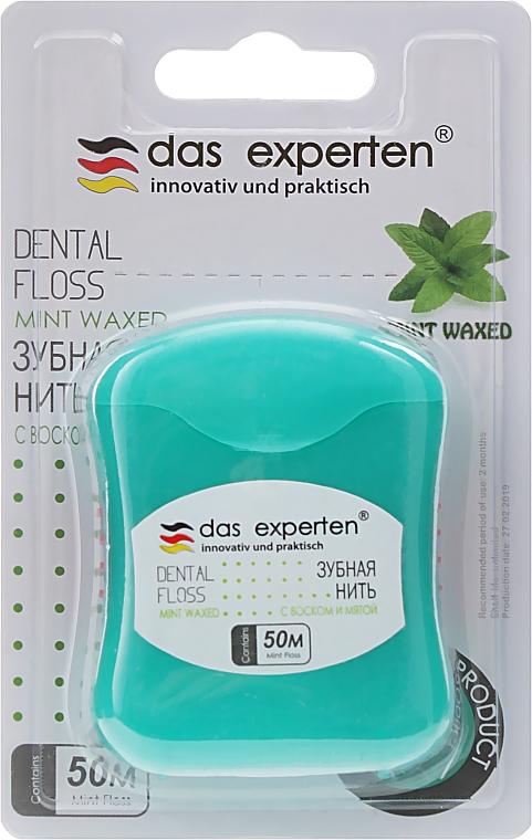 Зубная нить "Мята", 50 м - Das Experten Dental Floss Mint Waxed