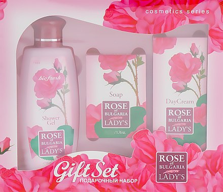 Набір - BioFresh Rose of Bulgaria Gift Set (sh/gel/100ml + soap/50g + f/cr/30ml) — фото N1