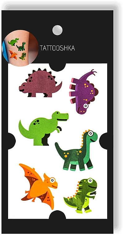 Набір дитячих тимчасових тату "Фіолетові динозаврики" - Tattooshka — фото N2