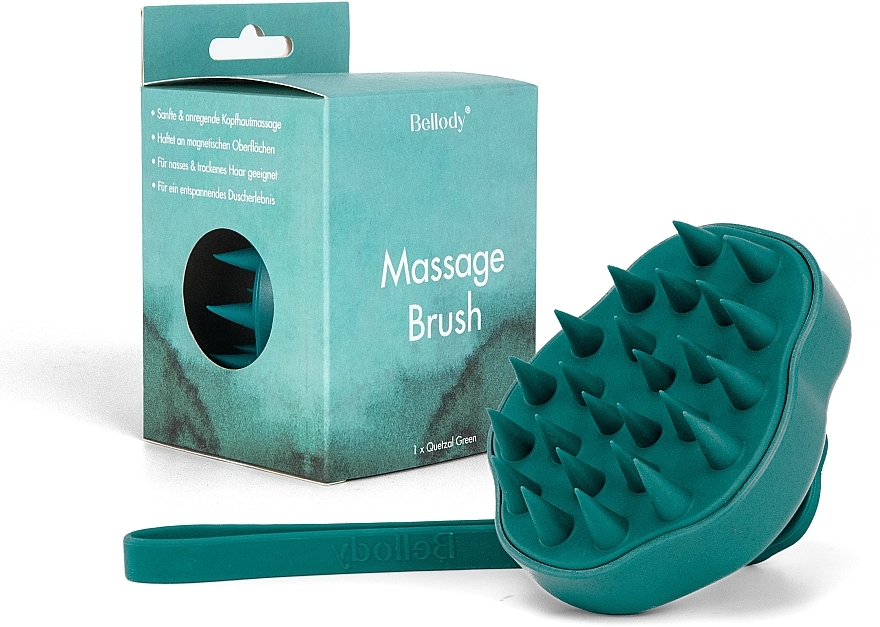 Щітка для масажу шкіри голови, Quetzal Green - Bellody Scalp Massage Brush — фото N1