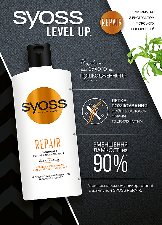 Кондиционер для волос - Syoss Repair Conditioner Wakame Algae For Dry Damaged Hair — фото N7
