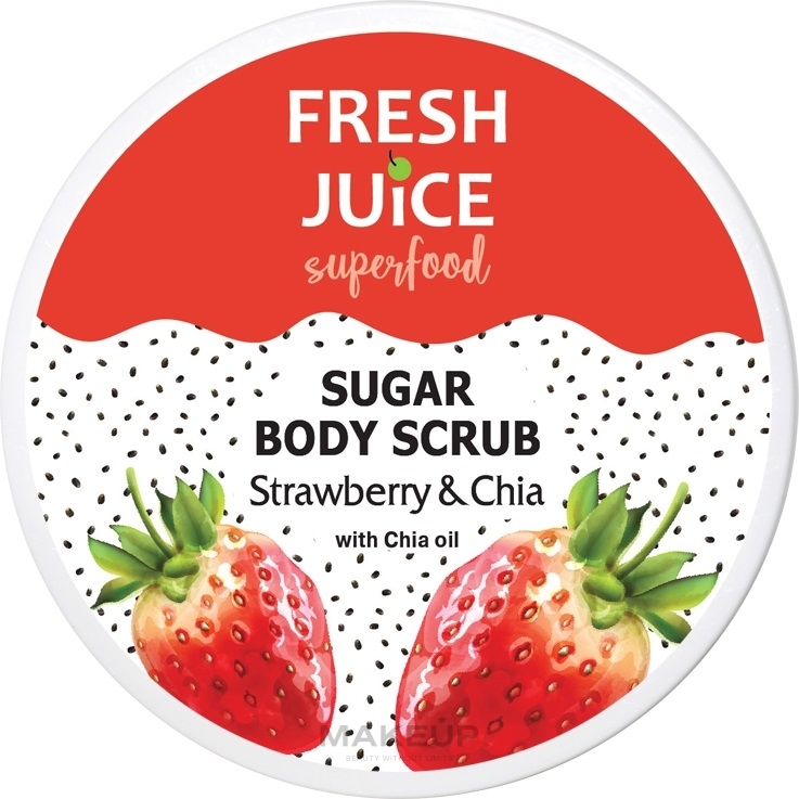 Цукровий скраб для тіла "Полуниця й чіа" - Fresh Juice Superfood Strawberry & Chia — фото 225ml