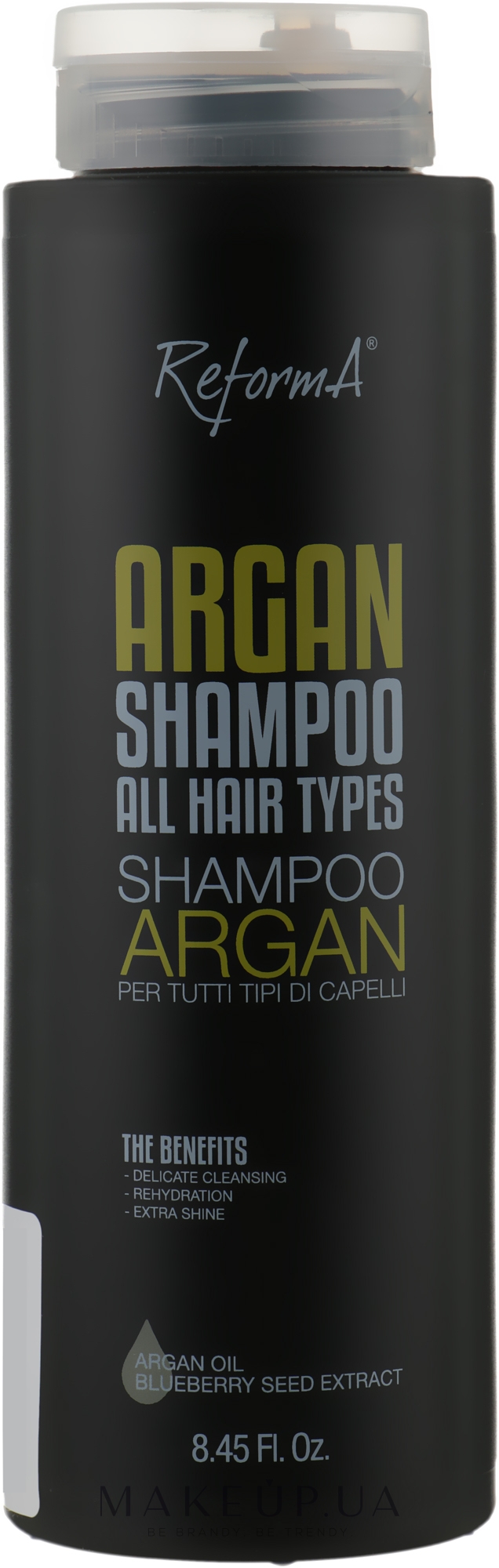 Арганієвий шампунь для всіх типів волосся - ReformA Argan Shampoo For All Hair Types — фото 250ml