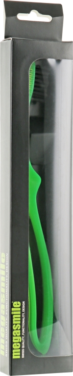 Зубна щітка "Луп блек вайтенінг", зелена - Megasmile — фото N1