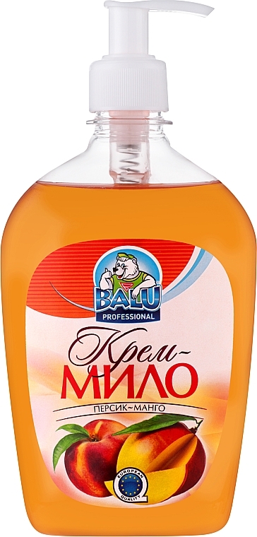 Жидкое крем-мыло "Персик-манго", флакон с дозатором - Балу — фото N1