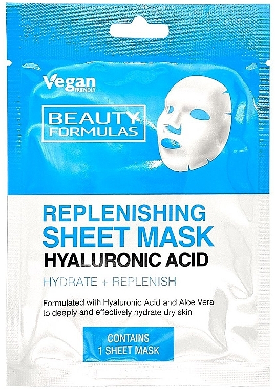 Тканевая маска для лица с гиалуроновой кислотой - Beauty Formulas Replenishing Sheet Mask  — фото N1