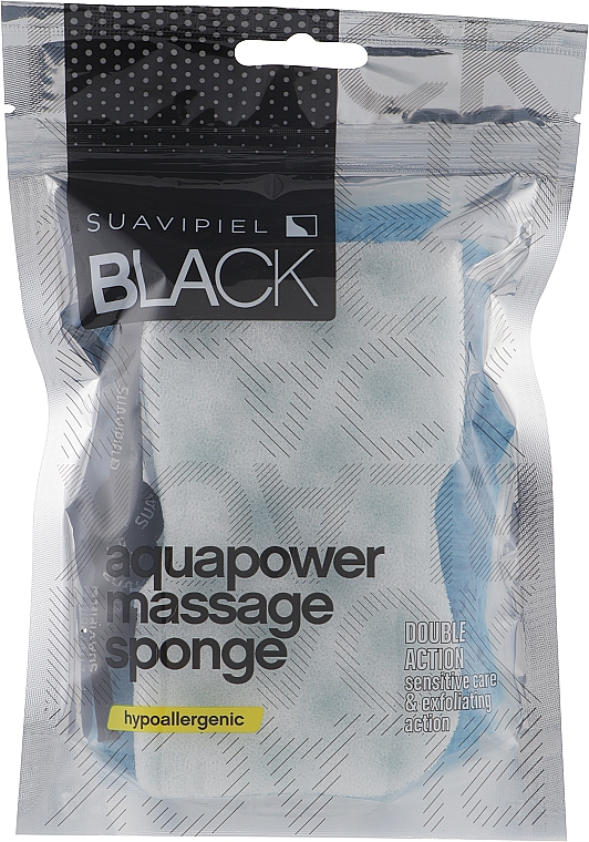 Губка масажна для чоловіків, синя - Suavipiel Black Aqua Power Massage Sponge — фото N1