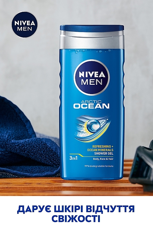 Гель для душа 3в1 для тела, лица и волос - NIVEA MEN Arctic Ocean Shower Gel — фото N4
