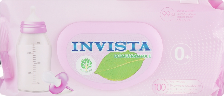 Детские влажные салфетки, 100 шт. - Invista Products For Baby Biodegradable