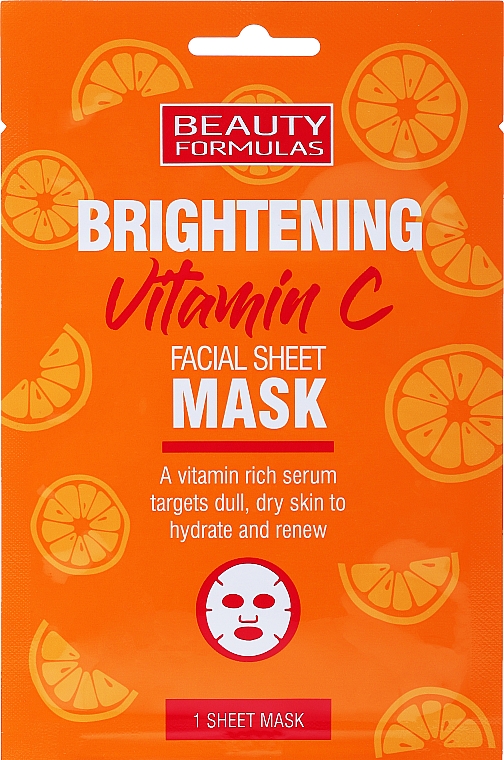Листова маска для обличчя з освітлювальним ефектом - Beauty Formulas Brightening Vitamin C Facial Sheet Mask — фото N1