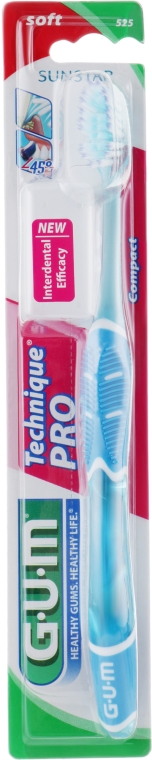 Зубная щетка "Technique Pro", мягкая, синяя - G.U.M Soft Compact Toothbrush — фото N1