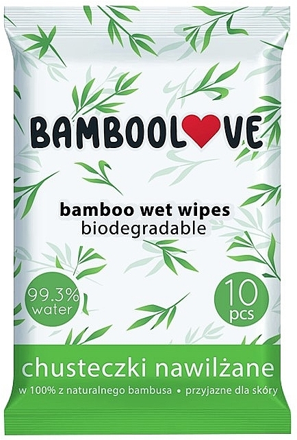 Бамбуковые влажные салфетки, 10 шт. - Bamboolove Pocket Wipes — фото N1