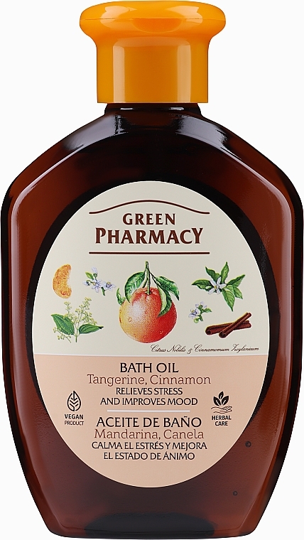 Масло для принятия ванн и душа "Мандарин и Корица" - Зеленая Аптека