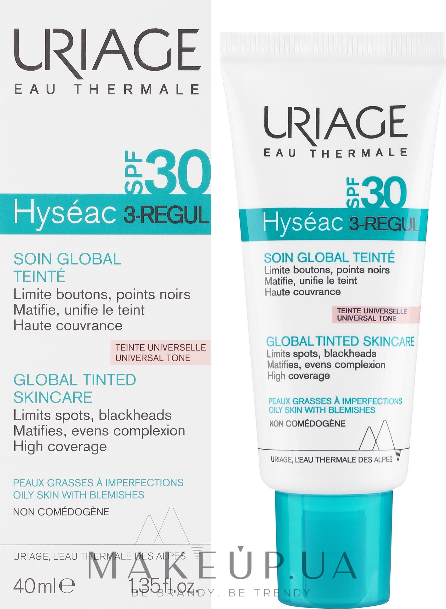 Универсальный тональный крем для лица - Uriage Hyséac 3-Regul Global Tinted Skin-Care SPF30 — фото 40ml