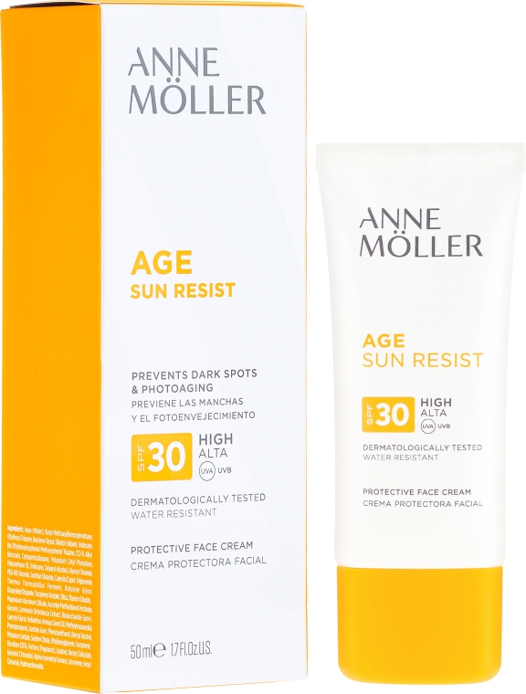 Солнцезащитный крем для лица - Anne Moller Age Sun Resist Protective Face Cream SPF30 — фото N1