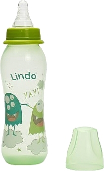 Пляшечка для годування вигнута із силіконовою соскою, зелена - Lindo Li 134 — фото N2