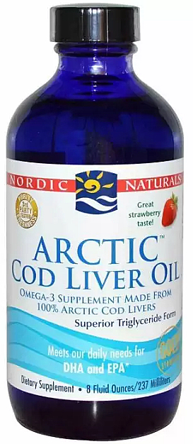 Харчова добавка з полуничним смаком 1060 mg "Омега-3" - Nordic Naturals Arctic Cod Liver Oil — фото N1