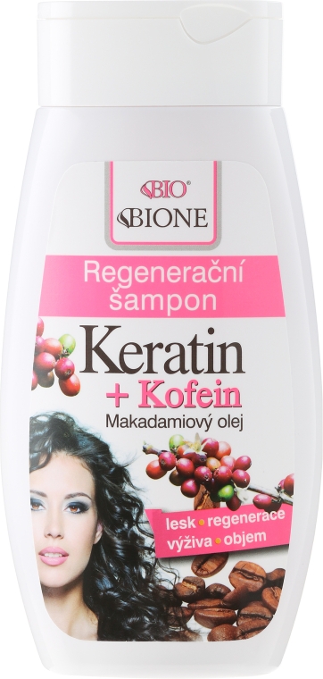 Восстанавливающий шампунь для волос - Bione Cosmetics Keratin + Caffeine Regenerative Shampoo — фото N1