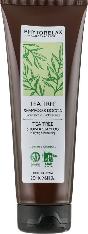 Шампунь-гель для душу зволожуючий, заспокійливий, пом’якшуючий TEA TREE Vegan&Organic PhL - Phytorelax Laboratories Tea Tree Shower Gel