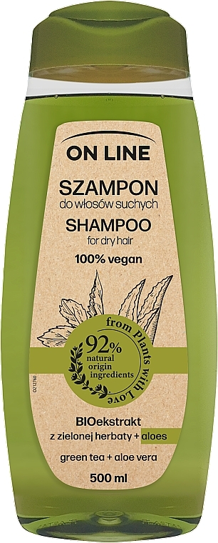 Шампунь для сухих волос "Зеленый чай и алоэ" - On Line Shampoo — фото N1