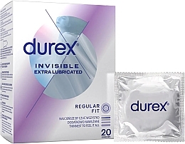 Презервативы "Ультратонкие" с дополнительной смазкой, 20 шт. - Durex Invisible Extra Lubricated — фото N1