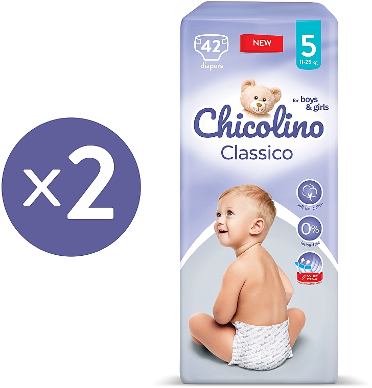 Детские подгузники "Classico", 11-25 кг, размер 5, 84 шт. - Chicolino — фото N3