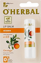 Парфумерія, косметика Вітамінний бальзам для губ "Vitamin" з олією апельсина, SPF 15 - O'Herbal