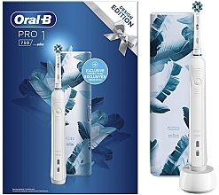 Парфумерія, косметика Електрична зубна щітка, біла - Oral-B PRO1 750 White Electric Toothbrush Travel Kit