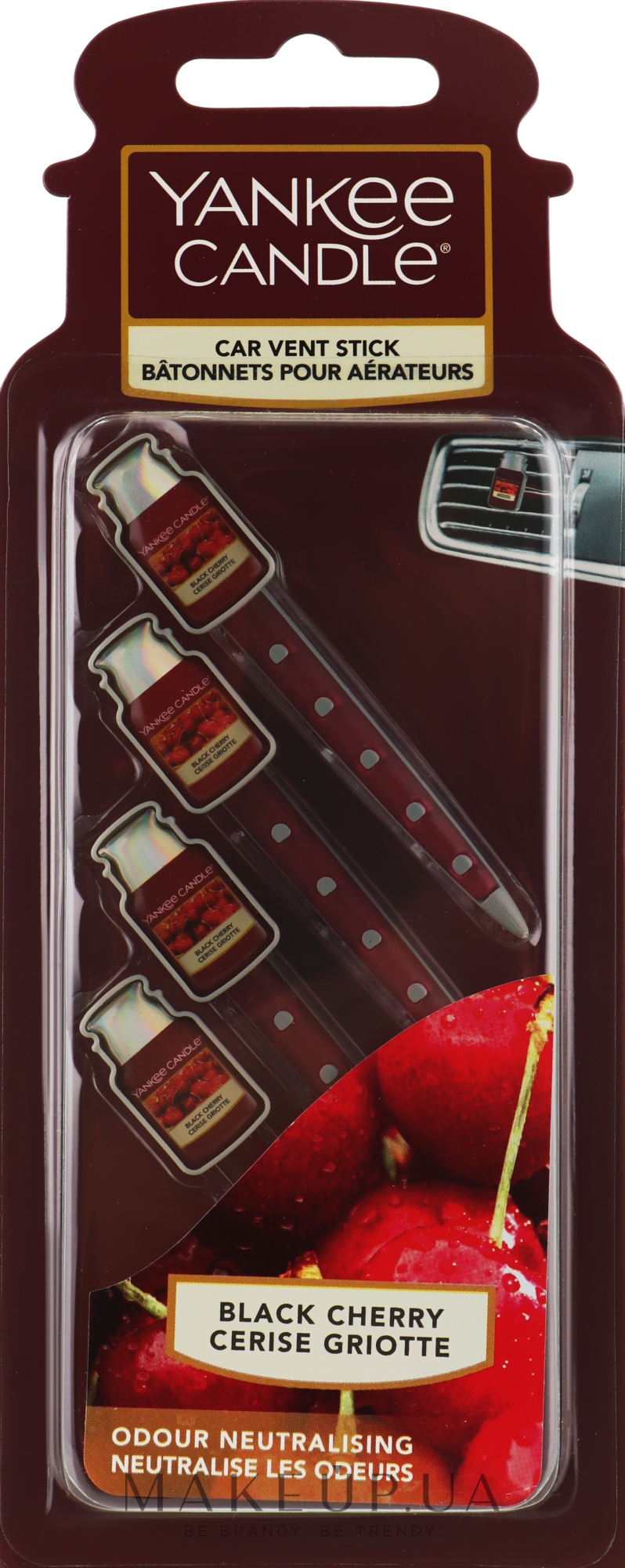 Ароматизатор-стік для автомобіля - Yankee Candle Car Jar Vent Stick Black Cherry — фото 4шт