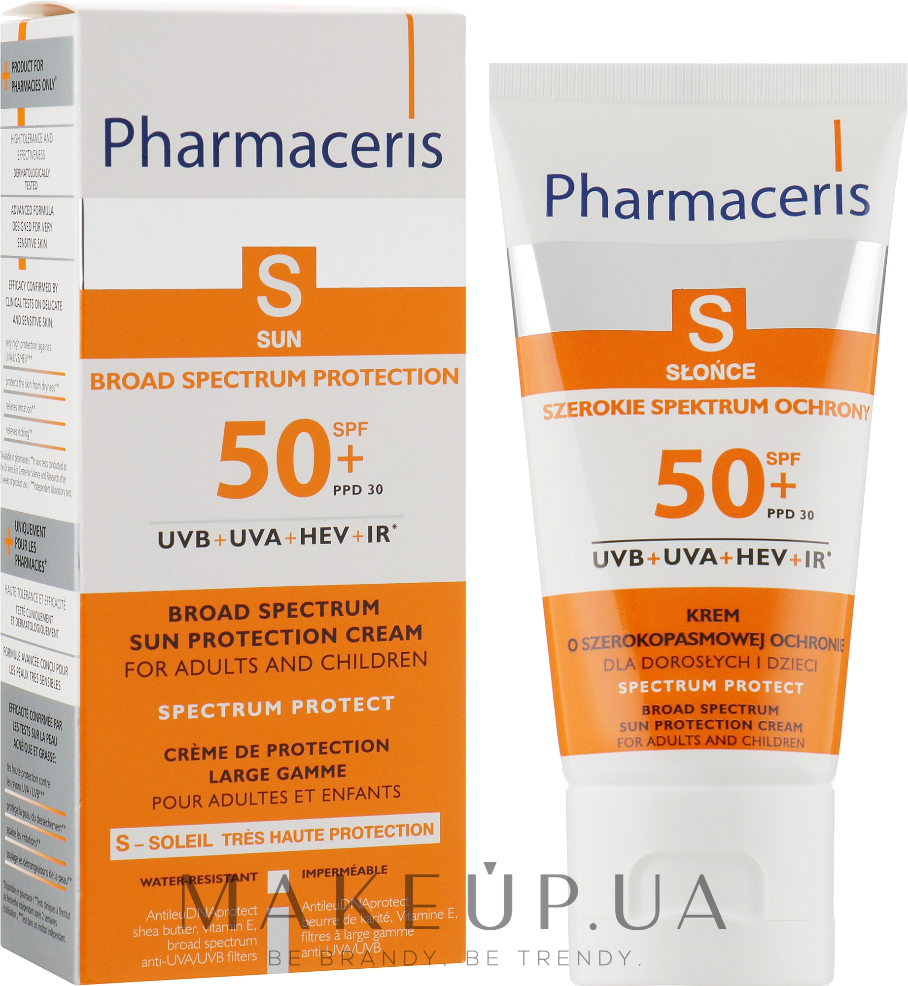 Солнцезащитный крем широкого действия - Pharmaceris S Broad Spectrum Sun Protect Cream SPF50 — фото 50ml