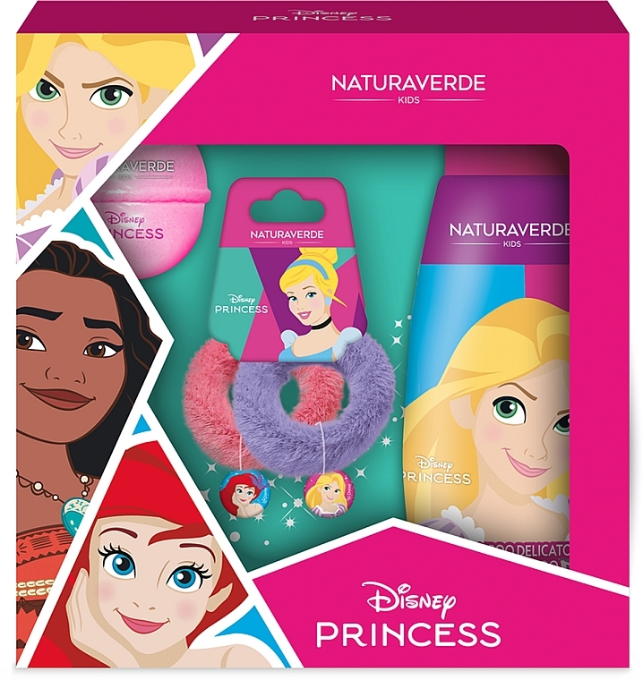 Набір - Naturaverde Kids Disney Princess (shm/300ml + bath/bomb/100g + h/ring/2pcs) — фото N1