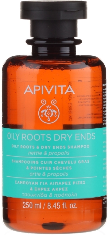 Шампунь для жирных корней и сухих секущихся кончиков с прополисом и крапивой - Apivita Shampoo For Oily Roots And Dry Ends With Nettle & Propolis — фото N3