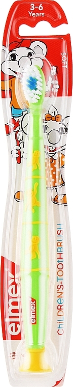 Дитяча зубна щітка (3-6 років), зелена з мавпами - Elmex Kinder Toothbrush — фото N1