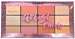 Духи, Парфюмерия, косметика РАСПРОДАЖА Палитра румян с иллюминатором - Ruby Rose Artist Cheek Blush Palette *