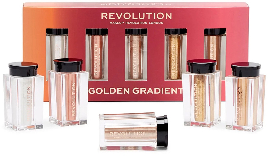 Набір пігментів - Makeup Revolution Pigment Collection Golden Sky (eye/pigment/5pcs) — фото N1