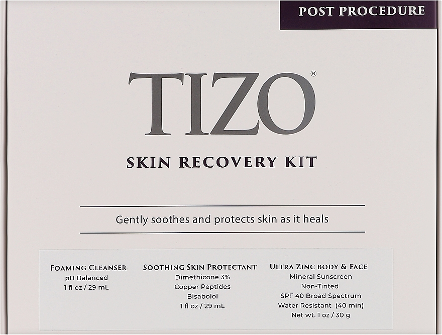 Набір - TiZO Post Procedure Skin Recovery Kit(foam/29ml + cr/30g + serum/29ml) — фото N1