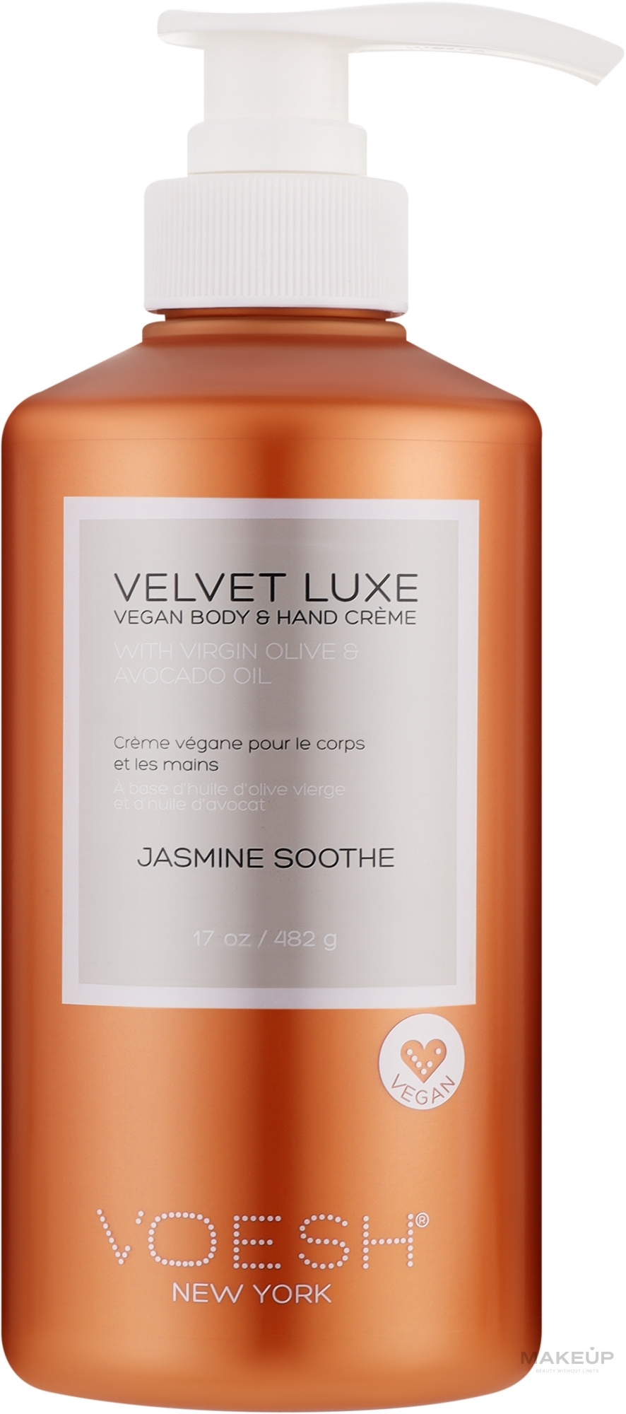 Смягчающий крем для тела и рук с жасмином - Voesh Velvet Luxe Jasmine Soothe Vegan Body&Hand Creme  — фото 482g