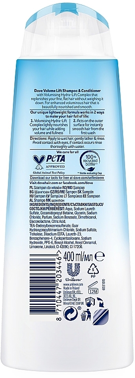 Шампунь для тонких прямых волос "Роскошный объем" - Dove Nutritive Solutions Volume Lift Shampoo — фото N2