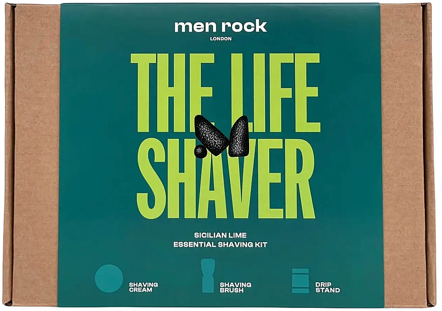 Набір - Men Rock The Life Shaver Sicilian Lime Kit (sh/cr/100ml + sh/br/1pcs + stand/1pcs) — фото N1