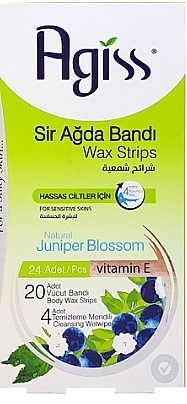 Смужки для депіляції тіла з натуральним екстрактом ялівцю та вітаміном Е - Agiss Wax Strips for Sensitive Skin — фото N1
